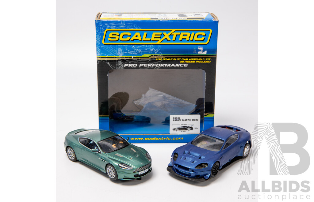 Pair of Scalextric Aston Martin DBR9  1:32 Scale Slot Cars