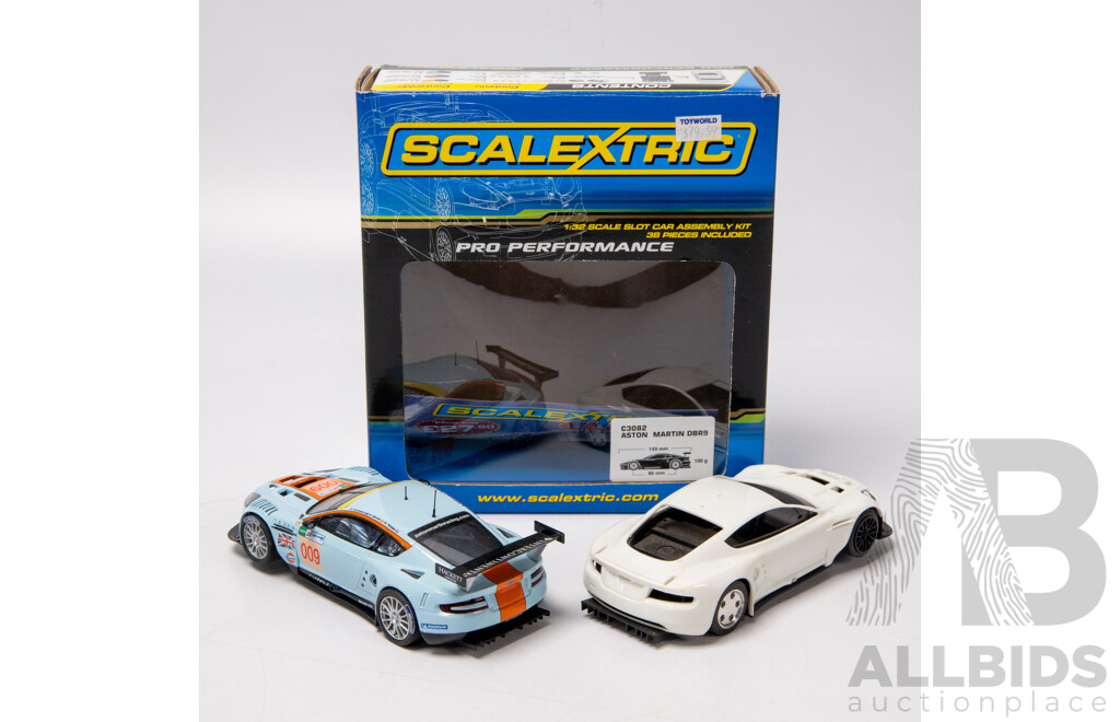 Pair of Scalextric Aston Martin DBR9  1:32 Scale Slot Cars