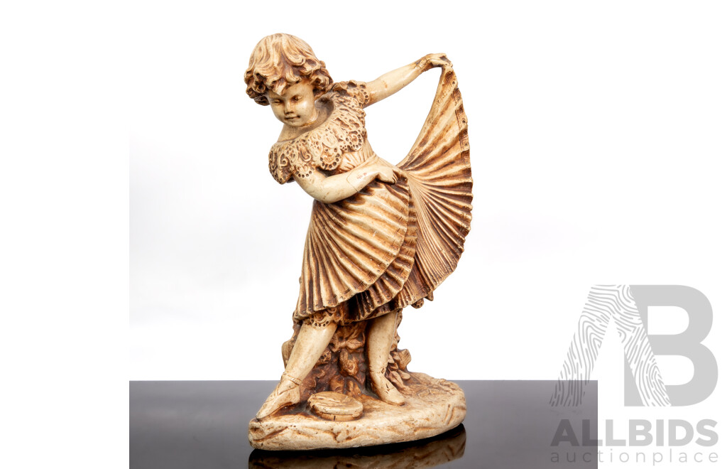 Vintage Chalkware Figurine of a Curtsying Child