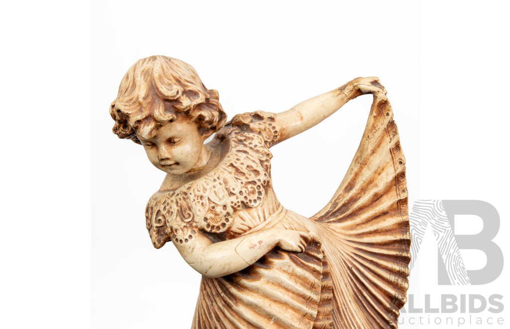 Vintage Chalkware Figurine of a Curtsying Child