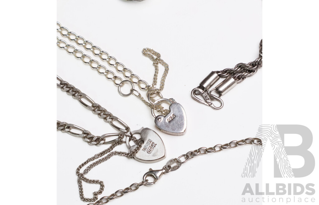 Assorted Chains and Bracelets. 925 Silver and Non Silver - Lot of 7