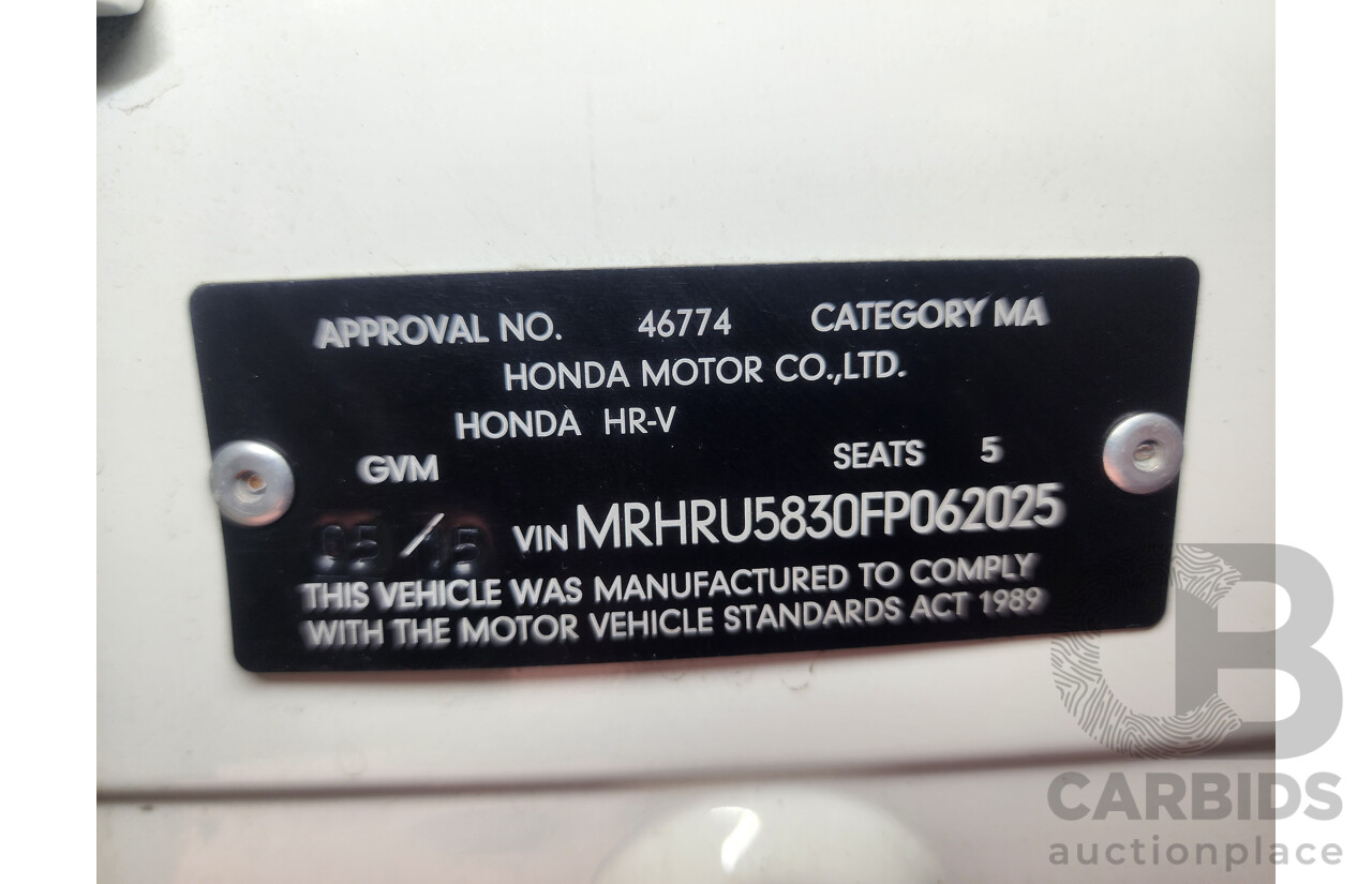 5/2015 Honda Hr-V VTi  4d Wagon White 1.8L