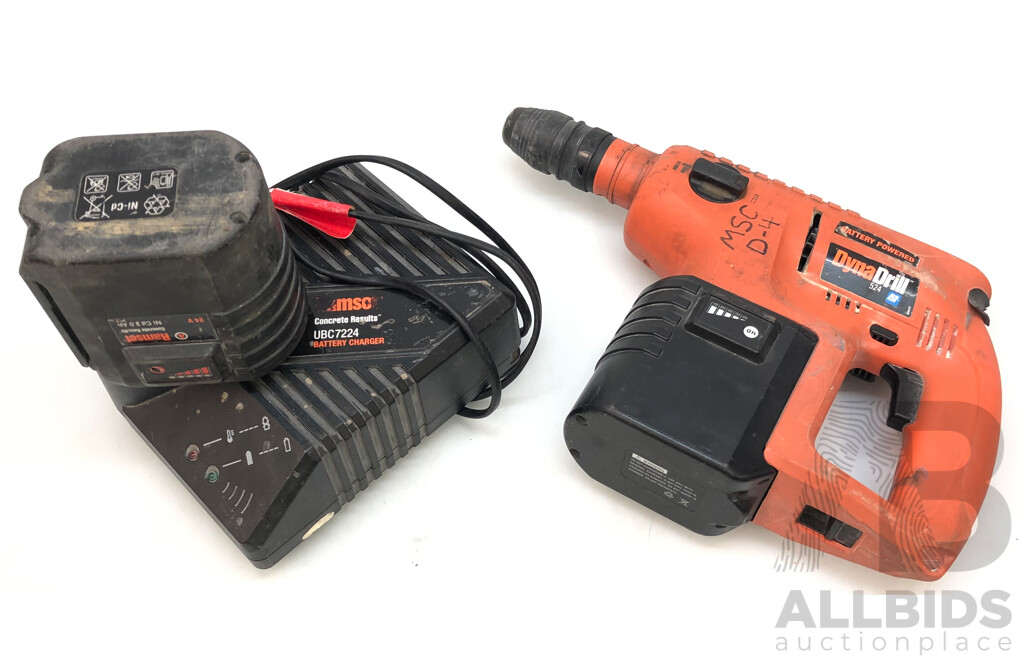 Ramset Dyna Drill 524 Cordless 24 Volt NiCd Rotary Hammer Drill