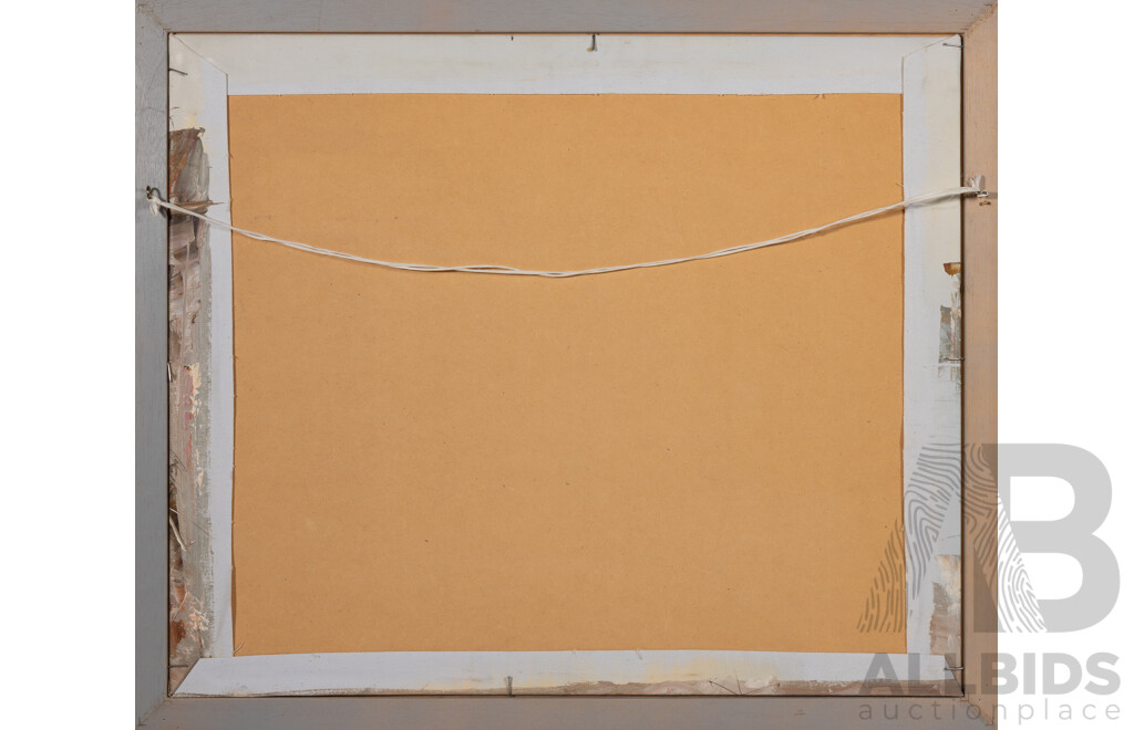 Paolo Stirrat (20th Century, Sardinian), Boats Moored in Harbour, Wonderful Original Oil on Canvas Cloth Backed on Board, 57 x 67 cm (frame)