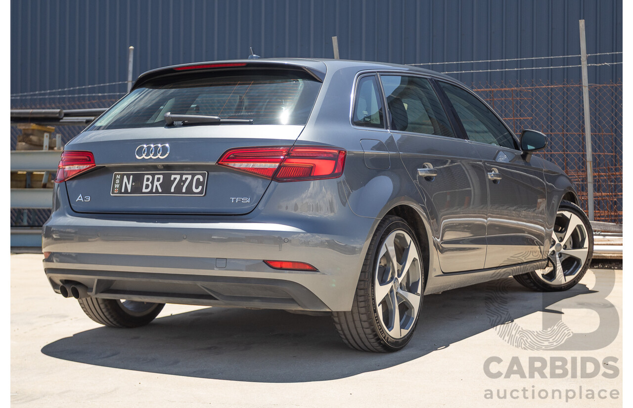 10/2017 Audi A3 TFSI Sportback COD 8V MY18 5D Hatchback Monsoon Grey Metallic Turbo 1.4L
