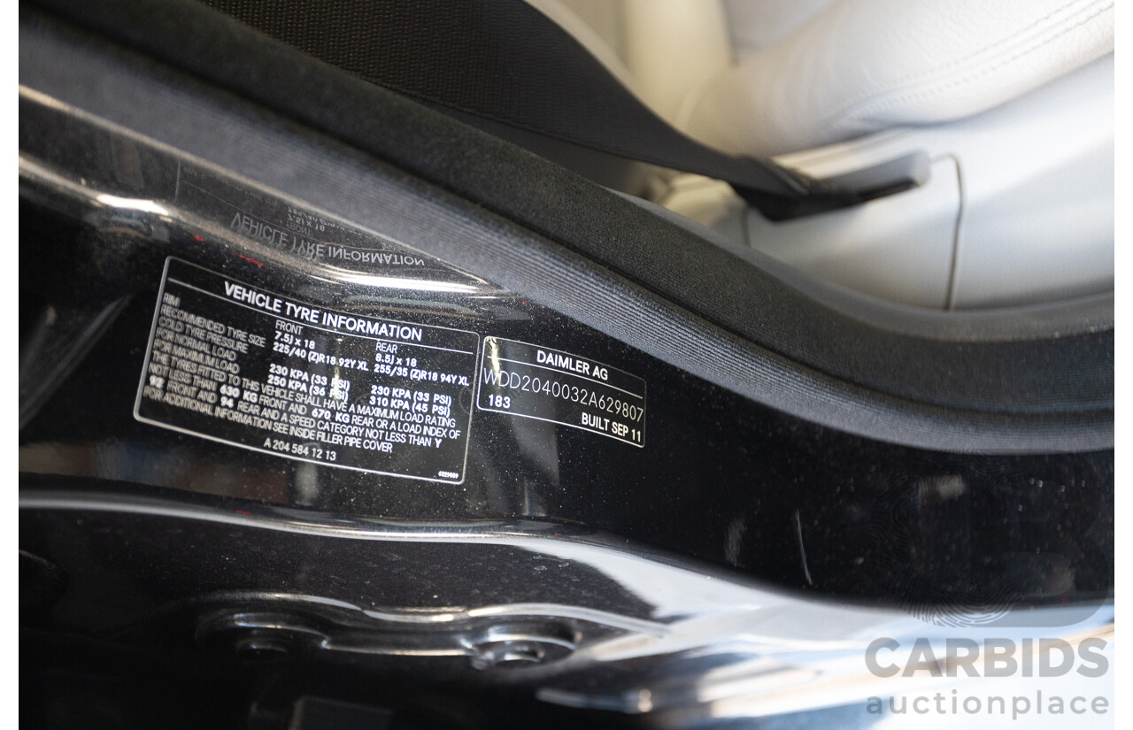 11/2011 Mercedes-Benz C250 CDI Avantguard W204 MY11 4D Sedan Magnetite Black 2.1L