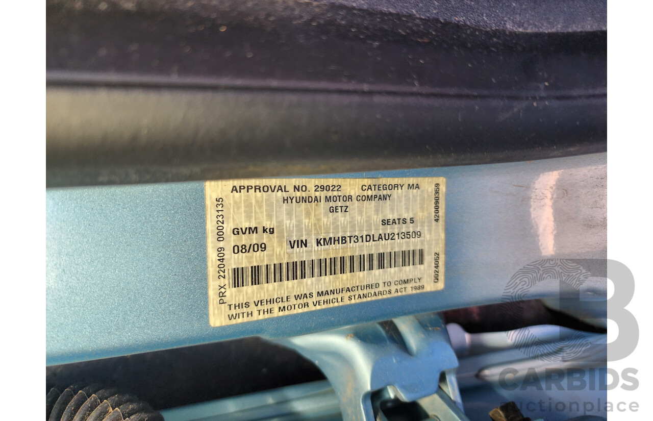 8/2009 Hyundai Getz S TB MY09 3d Hatchback Blue 1.4L