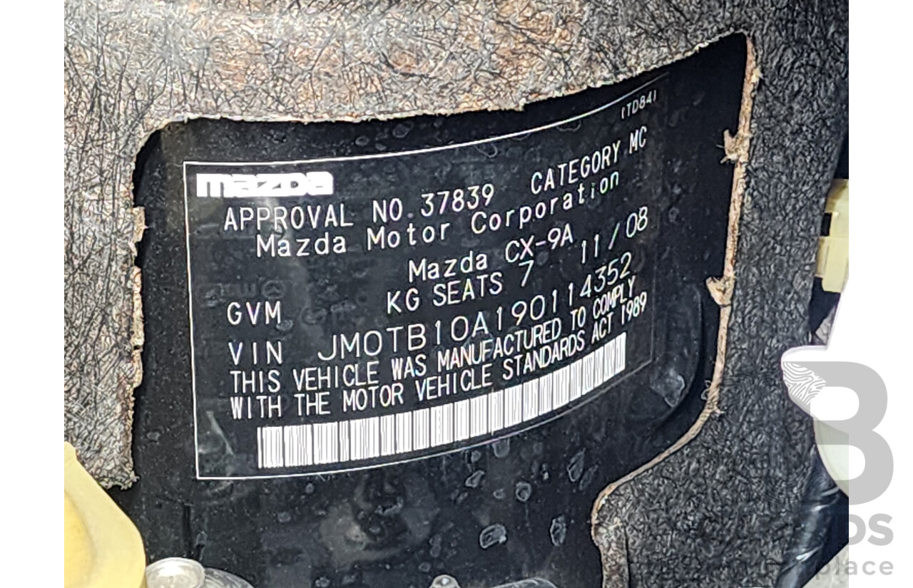 11/2008 Mazda Cx-9 Luxury  4d Wagon Black 3.7L