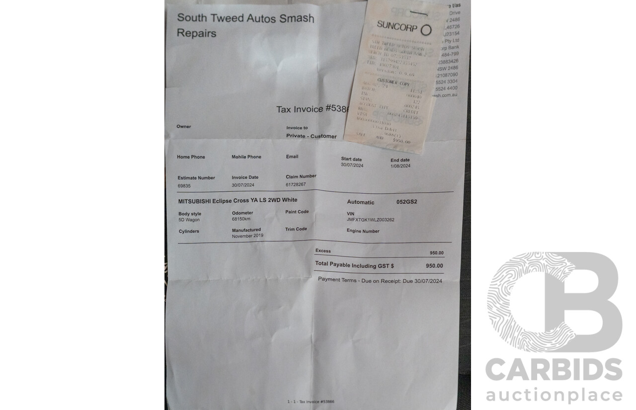 11/2019 Mitsubishi Eclipse Cross LS (2WD) YA MY20 4D Wagon Wicked White Turbo 1.5L
