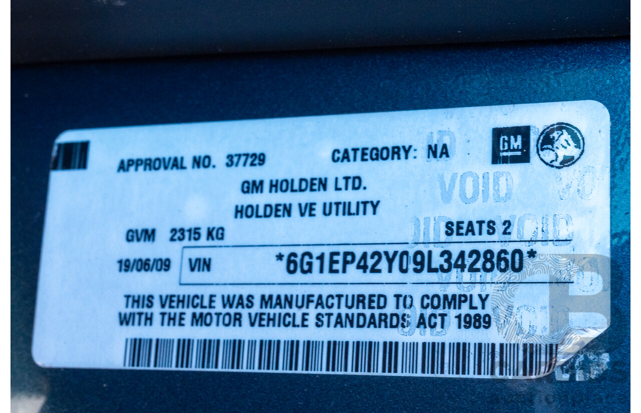 6/2009 Holden Commodore SS-V VE MY09.5 Utility Karma Blue V8 6.0L