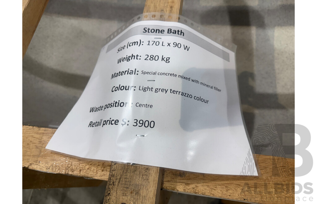 Stone Bath - Light Grey Terrazzo, 170L X 90W - ORP $3,900.00