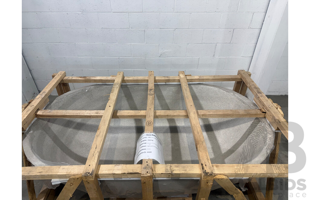 Stone Bath - Light Grey Terrazzo, 190L X 110W X 61H - ORP $4,400.00