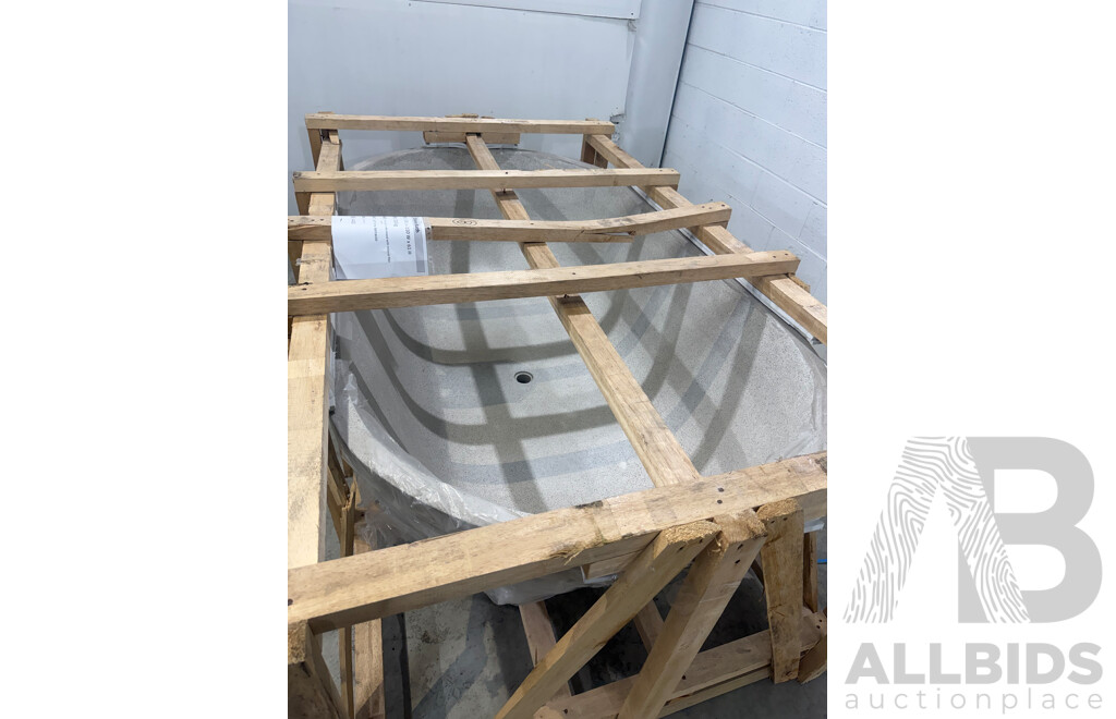 Stone Bath - Light Grey Terrazzo, 190L X 110W X 61H - ORP $4,400.00