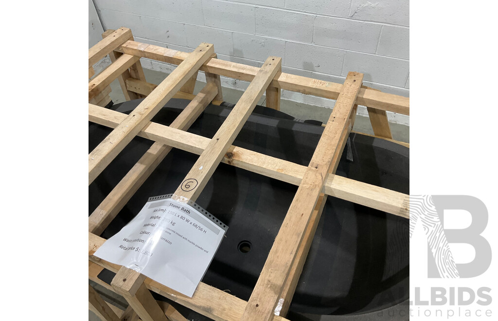 Stone Bath - Black Terrazzo  (150L X 80W X 68/56H ) - ORP $3,800.00