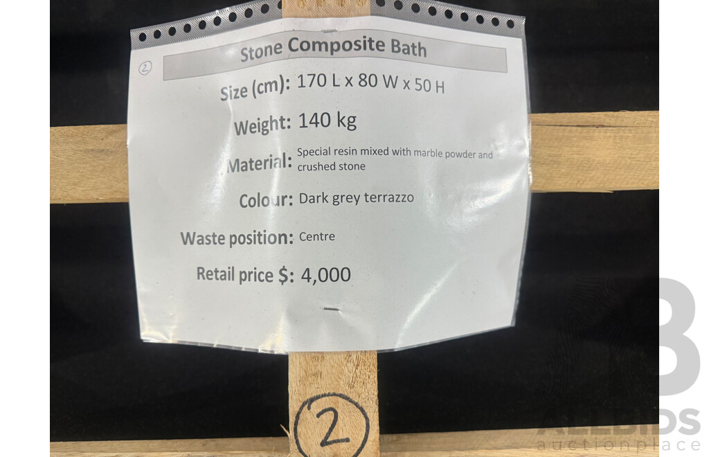 Stone Bath - Dark Grey Terrazzo (170L X 80W X 50H ) - ORP $4,000.00