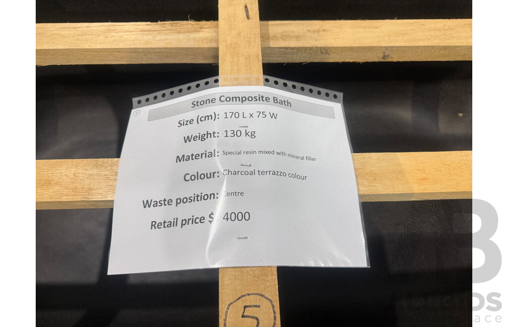 Stone Composite Bath - Charcoal Terrazzo (170L X 75W ) - ORP $4,000.00