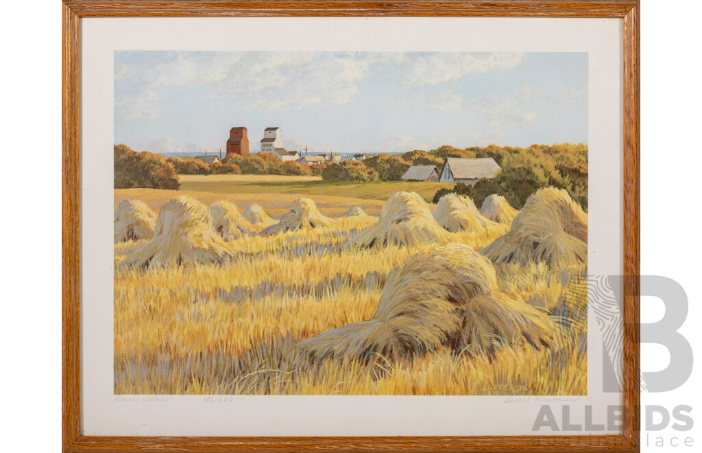 Isabel Levesque (20th Century, Canadian, 1919-2012), Prairie Village, Signed and Editioned Limited Edition Viintage Print After Original, 36 x 45 cm (frame)