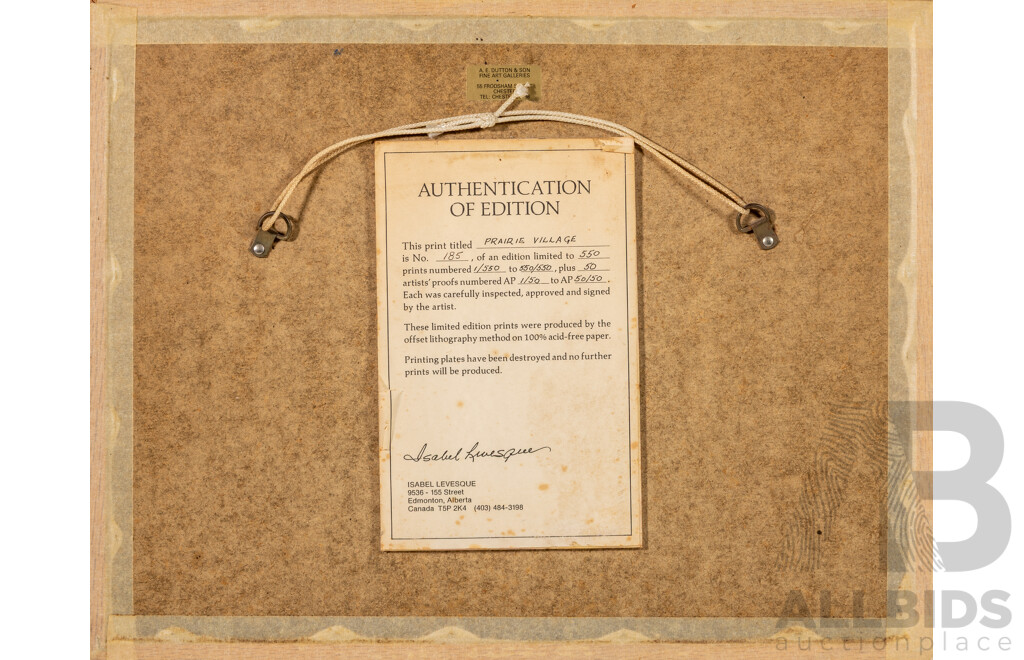 Isabel Levesque (20th Century, Canadian, 1919-2012), Prairie Village, Signed and Editioned Limited Edition Viintage Print After Original, 36 x 45 cm (frame)