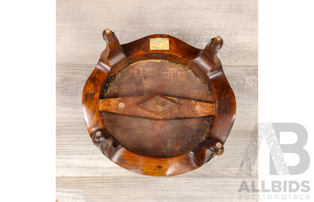 Victorian Oak Footstool with Tapestry Top