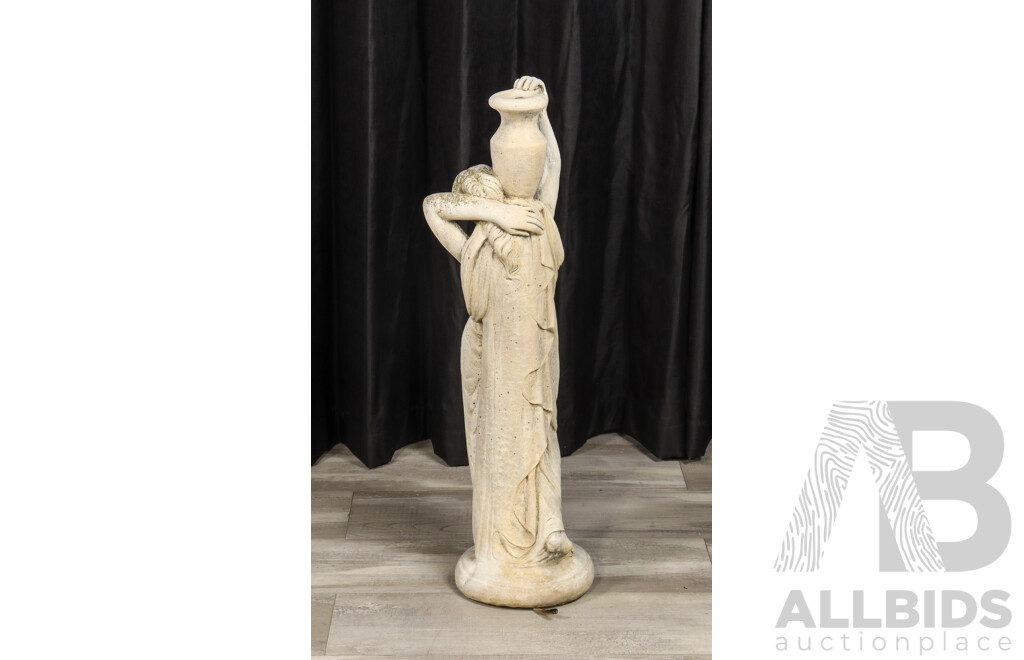 Vintage Concrete Water Fountain of a Urn Carring Maiden