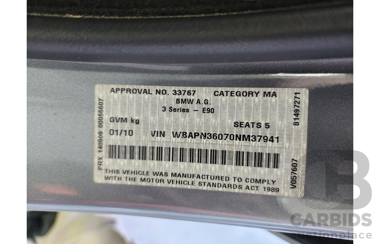 1/2010 Bmw 3 20d Executive E90 MY09 4d Sedan Grey 2.0L