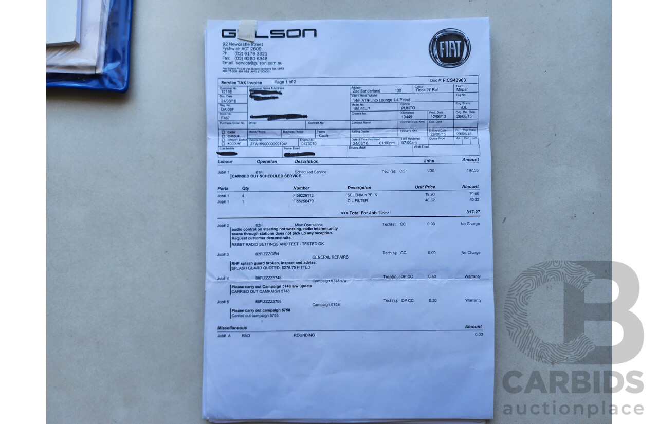 10/2013 Fiat Punto Lounge MY13 5d Hatchback Blue 1.4L