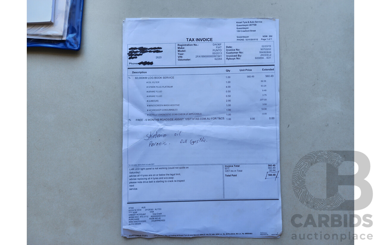 10/2013 Fiat Punto Lounge MY13 5d Hatchback Blue 1.4L