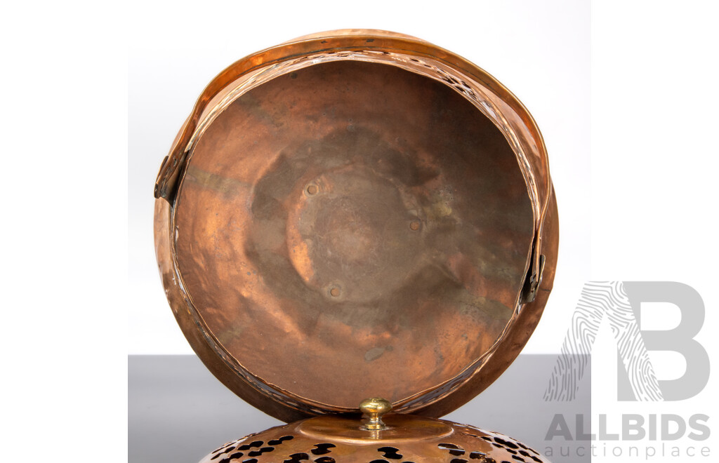 Vintage Pierced Copper Pot with Lid