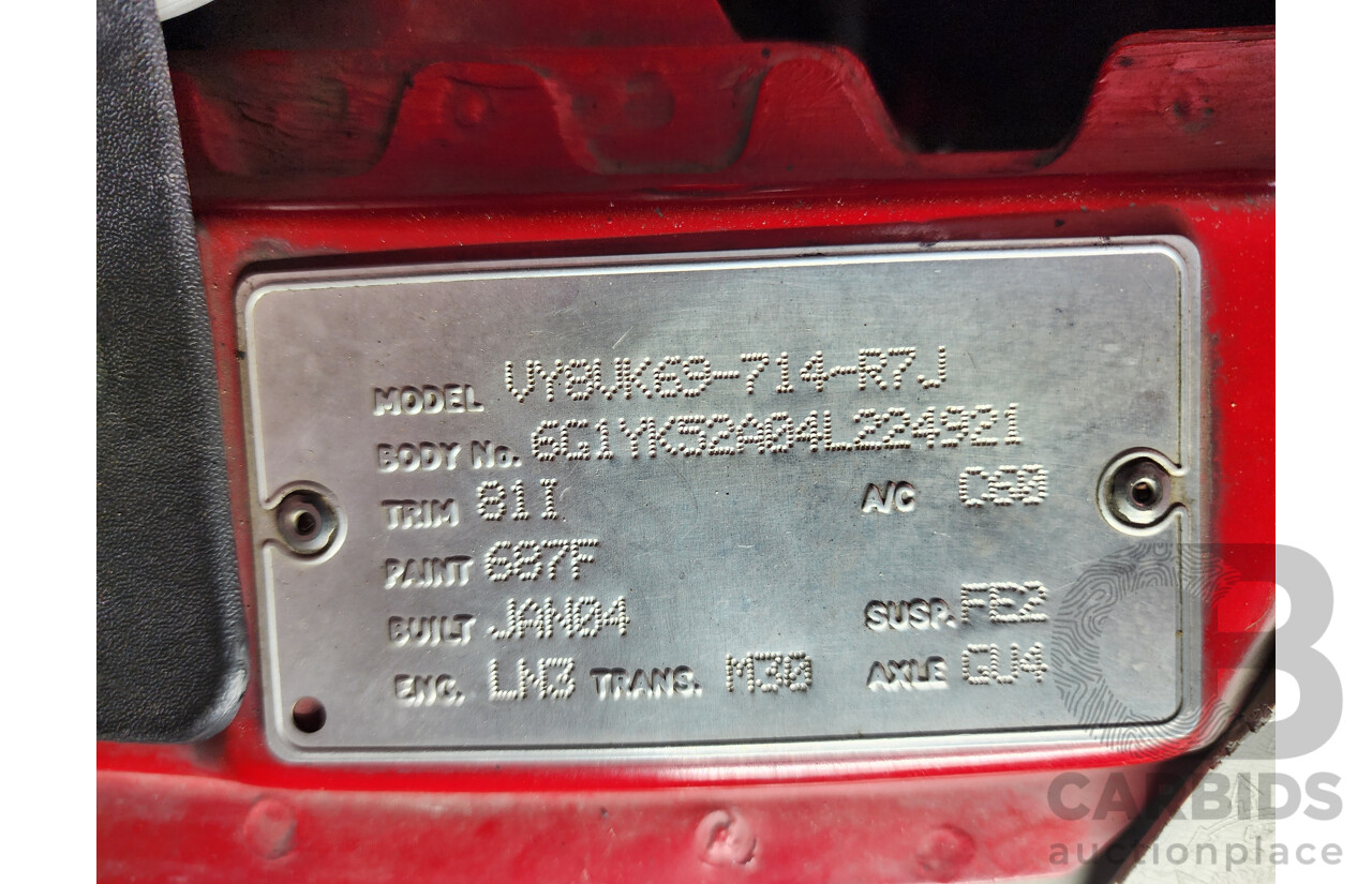 1/2004 Holden Commodore S VYII 4d Sedan Red 3.8L