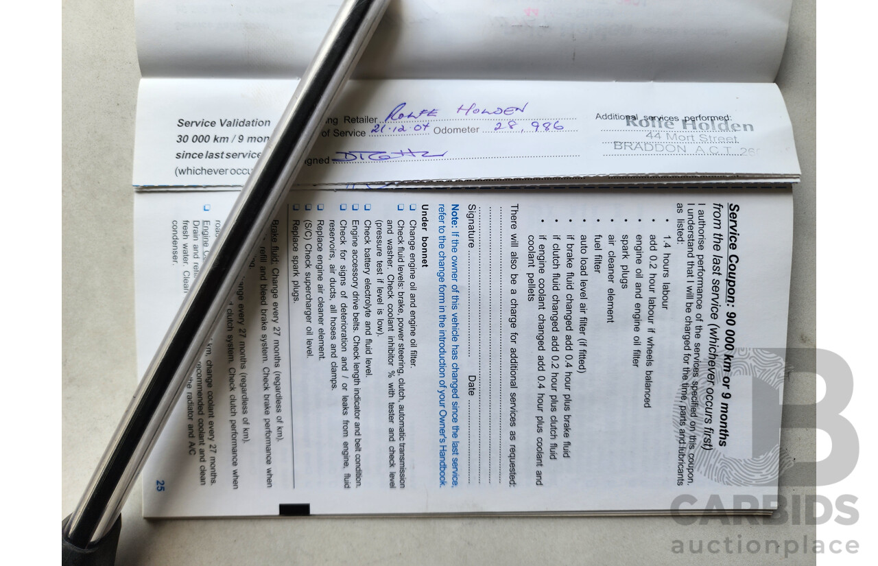 1/2004 Holden Commodore S VYII 4d Sedan Red 3.8L