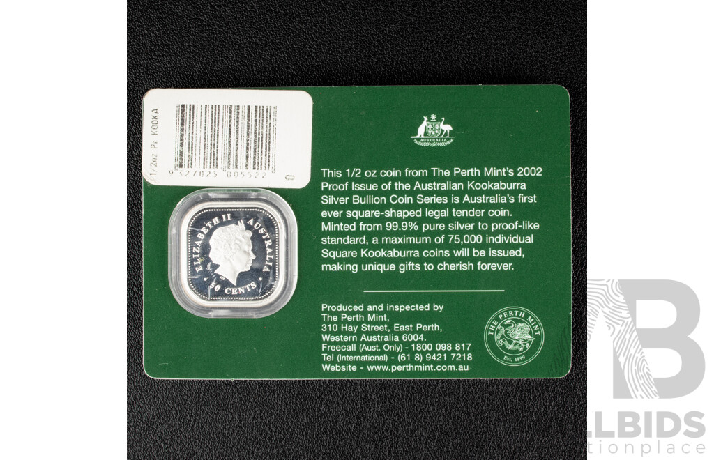 Australian Perth Mint 2002 Silver Proof Square Fifty Cent Coin .999