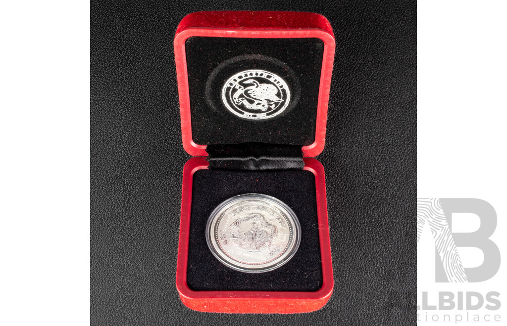 Australian Perth Mint 2000 Silver Fifty Cent Coin, Lunar Series I, Year of the Dragon .999