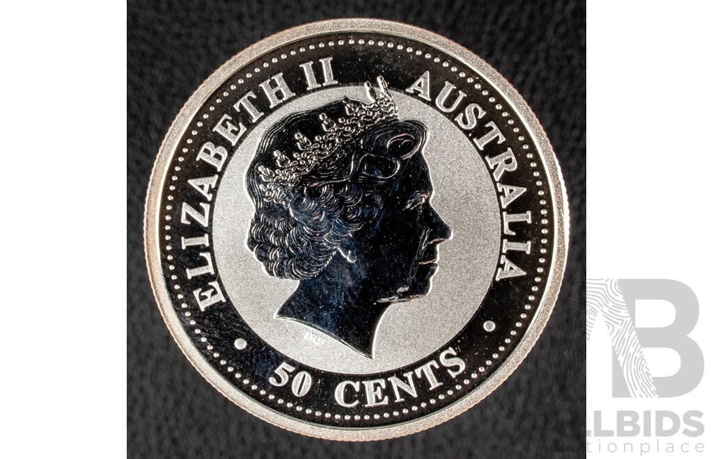 Australian Perth Mint 2001 Silver Fifty Cent Coin, Lunar Series I, Year of the Snake .999