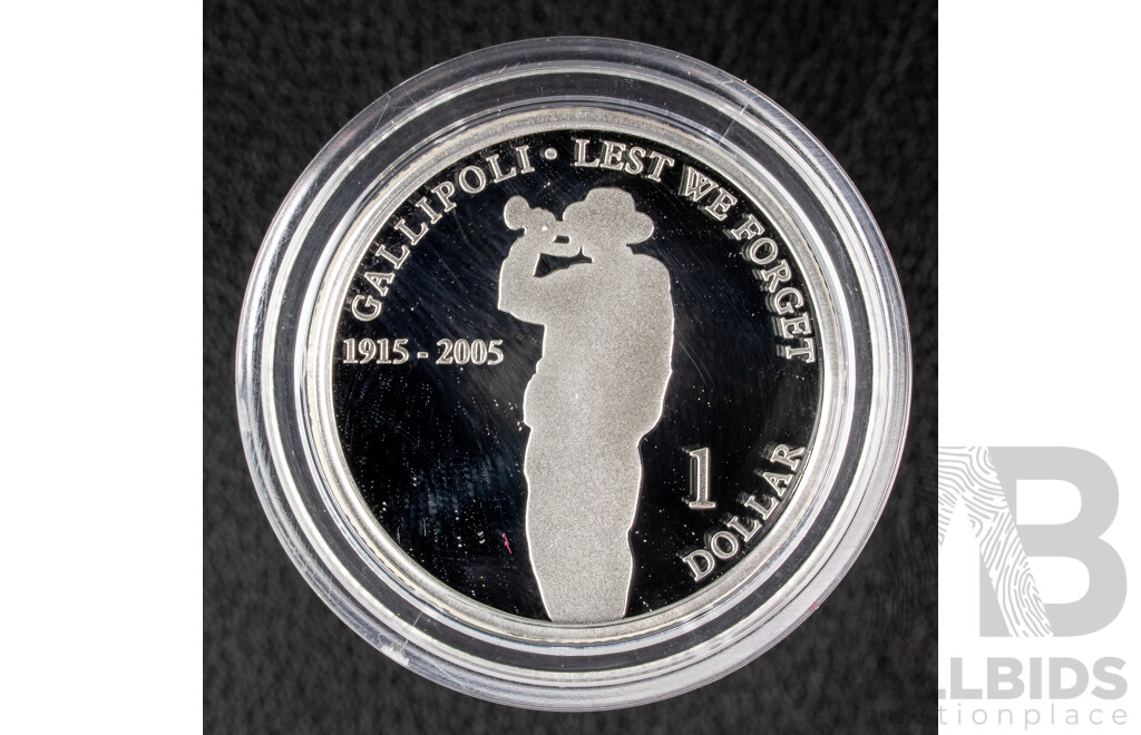 Australian RAM 2005 Silver Proof One Dollar Coin, Gallipoli 1915-2005 .999