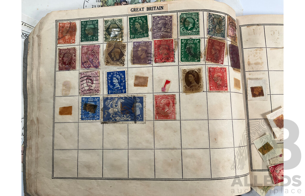 Singapore 1981 Six UNC Coin Set, Four Stamp Albums Including Junior Globe Loose Leaf Stamp Album, Australian Predecimal, Germany, USA, Italy, Belgium, Denmark, Hungary, Netherlands, India, Russia, China