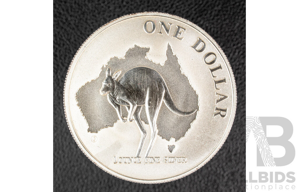 Australian RAM 2000 Silver Frosted One Dollar Coin, Silver Kangaroo .999