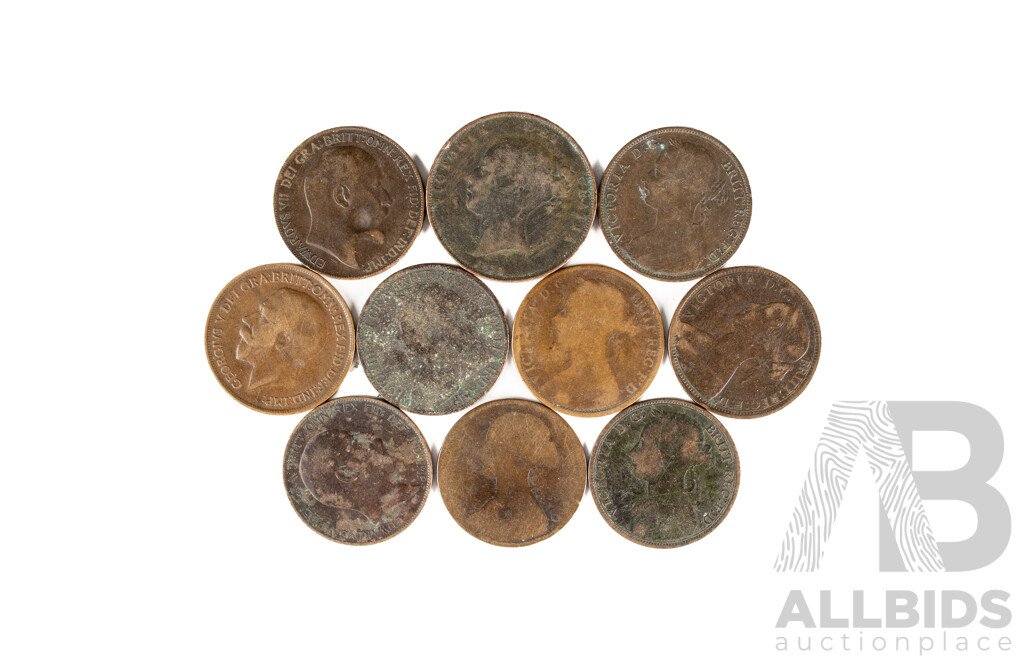 Collection of United Kingdom Antique Pennies Spanning 1854 to 1918