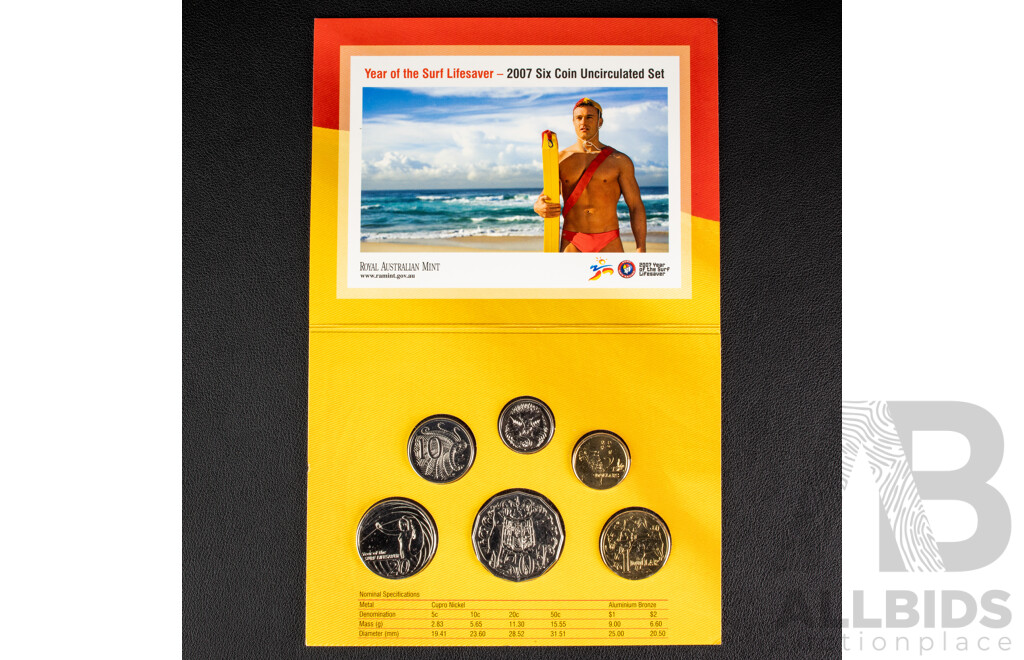 Australian RAM 2007 Six UNC Coin Set, Year of the Surf Lifesaver