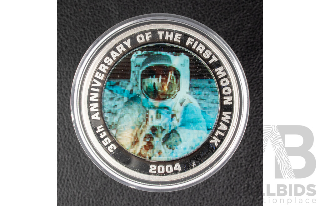 Australian Perth Mint 2004 Silver One Dollar Coin, 35th Anniversary of the First Moon Walk .999