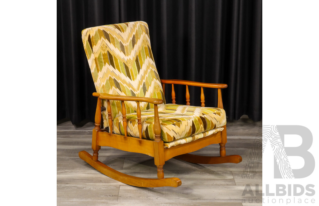 Retro Timber Upholstered Rocking Chair