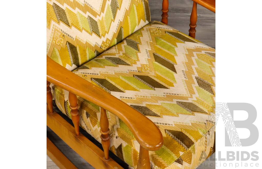 Retro Timber Upholstered Rocking Chair