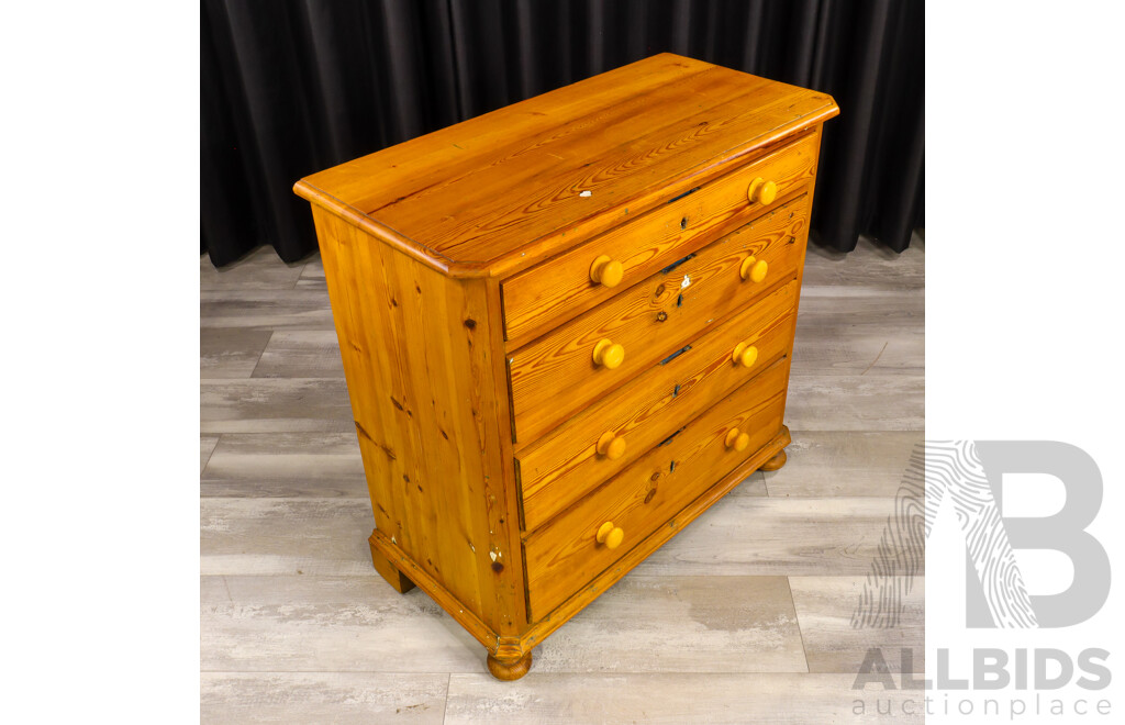 Baltic Pine Chest of Five Drawers