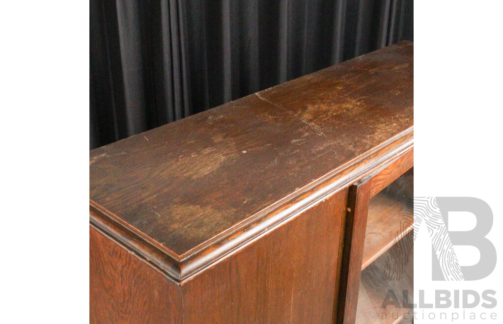 Oak Display Case with Central Glass Door