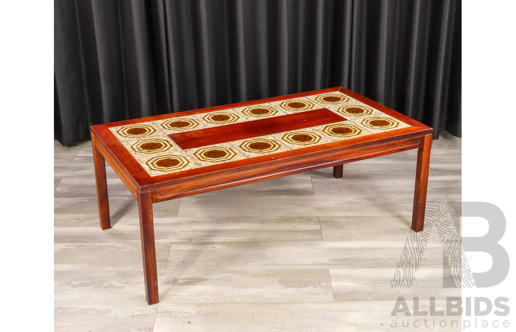 Mid Century Rosewood Veneered Tiled Top Coffee Table 