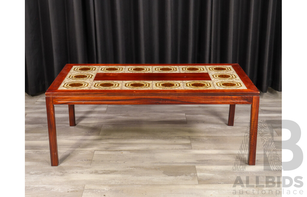 Mid Century Rosewood Veneered Tiled Top Coffee Table 