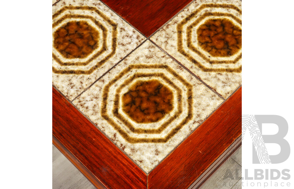 Mid Century Rosewood Veneered Tiled Top Coffee Table 
