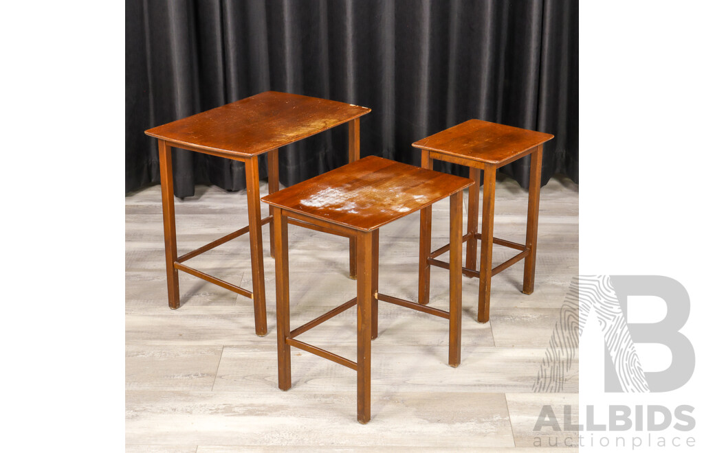 Nest of Three Art Deco Veneered Side Tables