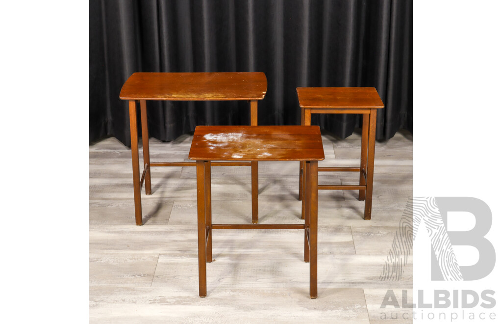 Nest of Three Art Deco Veneered Side Tables