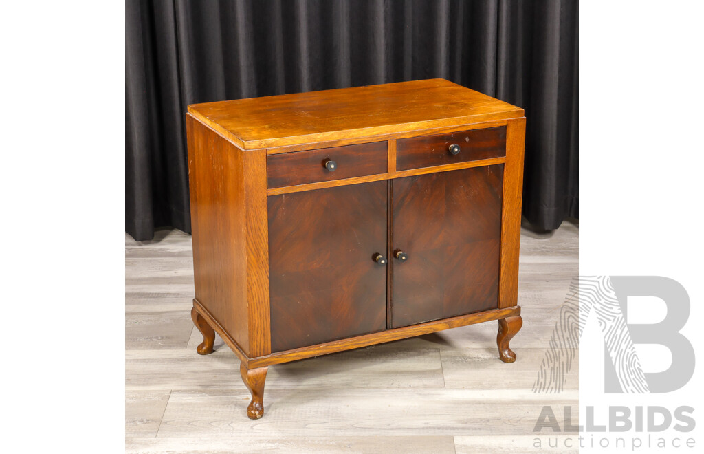 Art Deco Timber Two Door Side Cabinet with Two Drawers