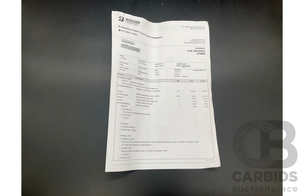 8/2010 Ford Falcon FG XR6 50TH Anniversary FG Upgrade Utility Lightning Strike Silver Metallic Turbo 4.0L